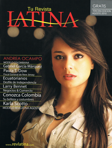 Andrea Ocampo on the cover of Tu Revista Latina